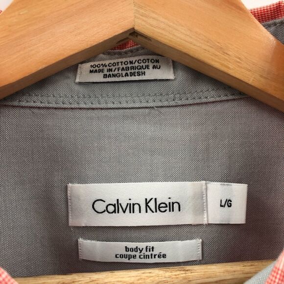 Calvin Klein Body Fit Red Plaid Shirt Large‎ - Picture 3 of 6